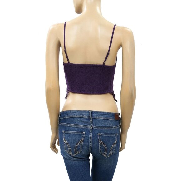 Free People FP One Geo Bralette Cropped Top Smocked Crochet Embroidered S 282651 - Picture 5 of 7